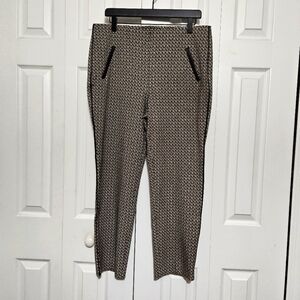 Chico's Black/Brown/White Print Ankle Pants Size 12